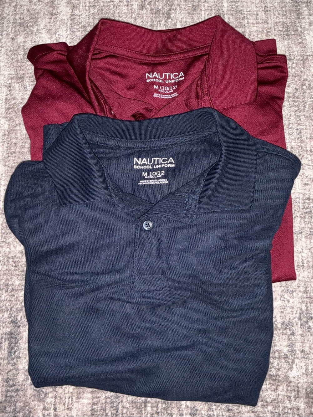 Nautica boys Polo 2 Pack - Navy and Burgundy Short-Sleeve 10/12